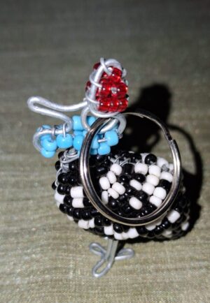 Beaded Guinea Fowl Keyring