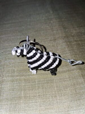 Beaded Zebra Keyring
